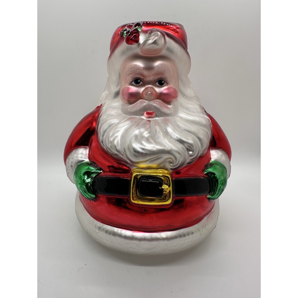 Dept 56 Handblown Mercury Glass Santa Candle Holder Two Sided 7.5"